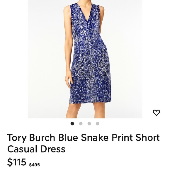 Tory Burch Silk  Blue Snake Print Short Casual Dress - Picture 1 of 11